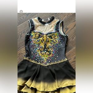 Black and Gold Embellished Dance Dress